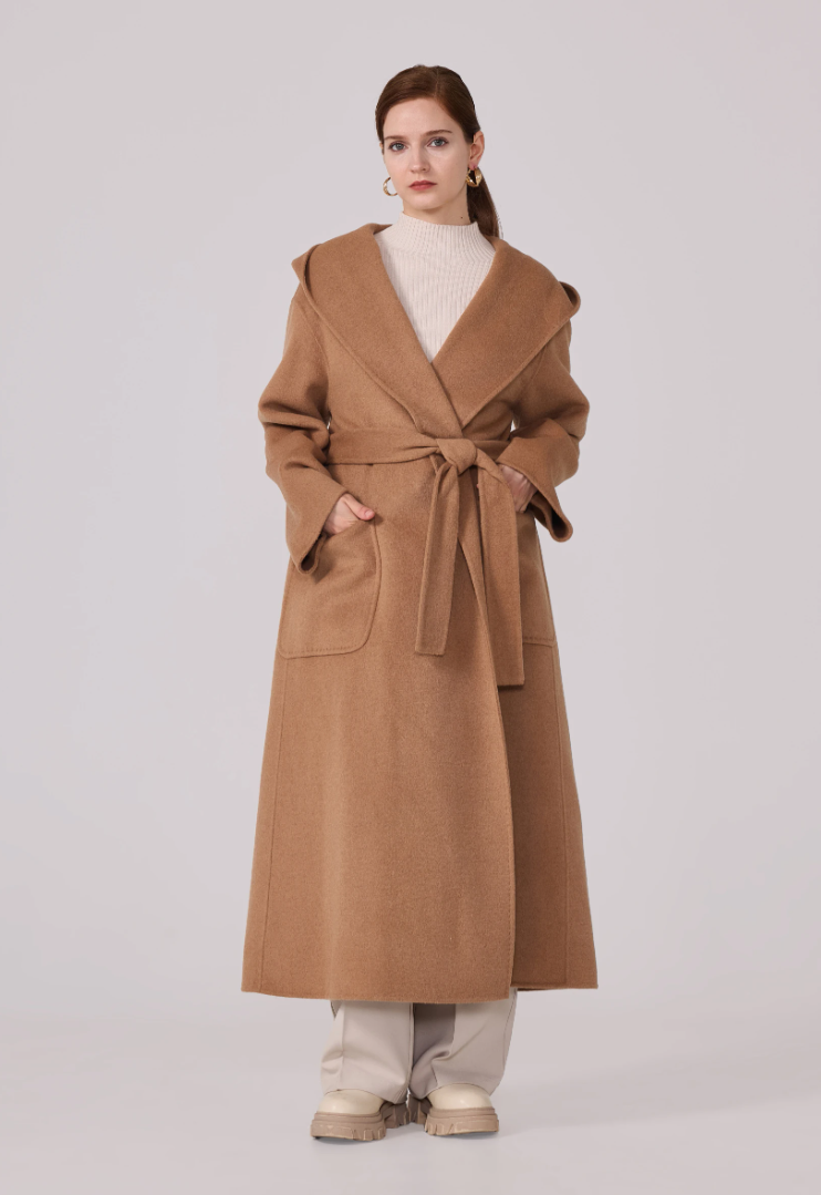 Caramello Lana Sette — Mantel met Capuchon (Wolblend)