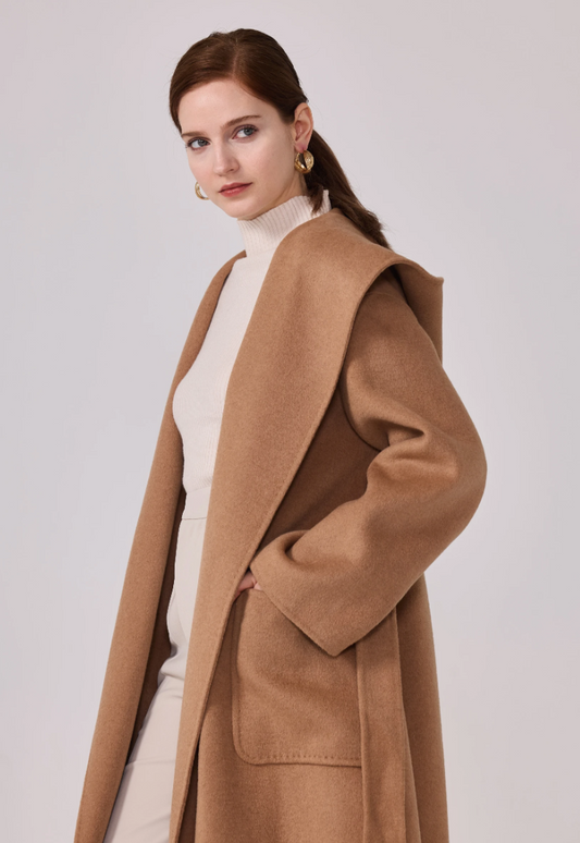 Caramello Lana Sette — Mantel met Capuchon (Wolblend)