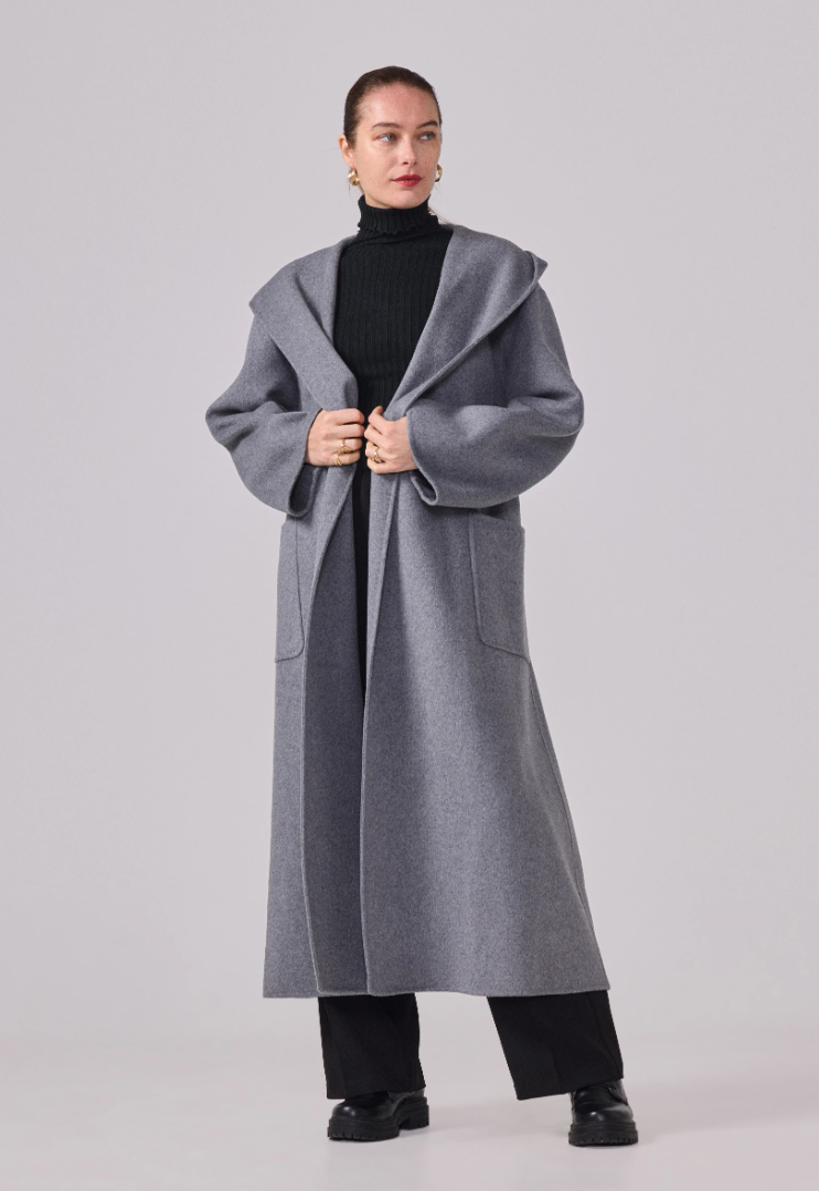 Grigio Lana Sette — Mantel met Capuchon (Wolblend)