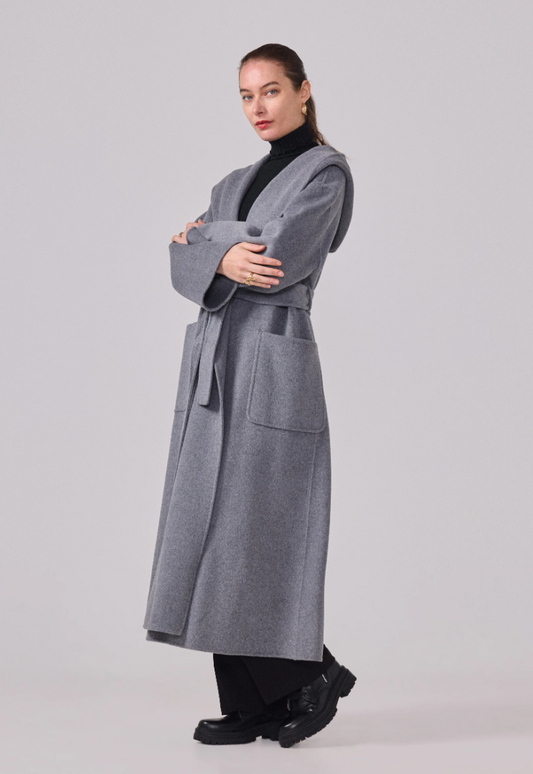 Grigio Lana Sette — Mantel met Capuchon (Wolblend)