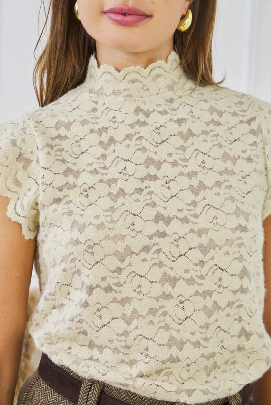 Filigrana Top in Pizzo a Collo Alto